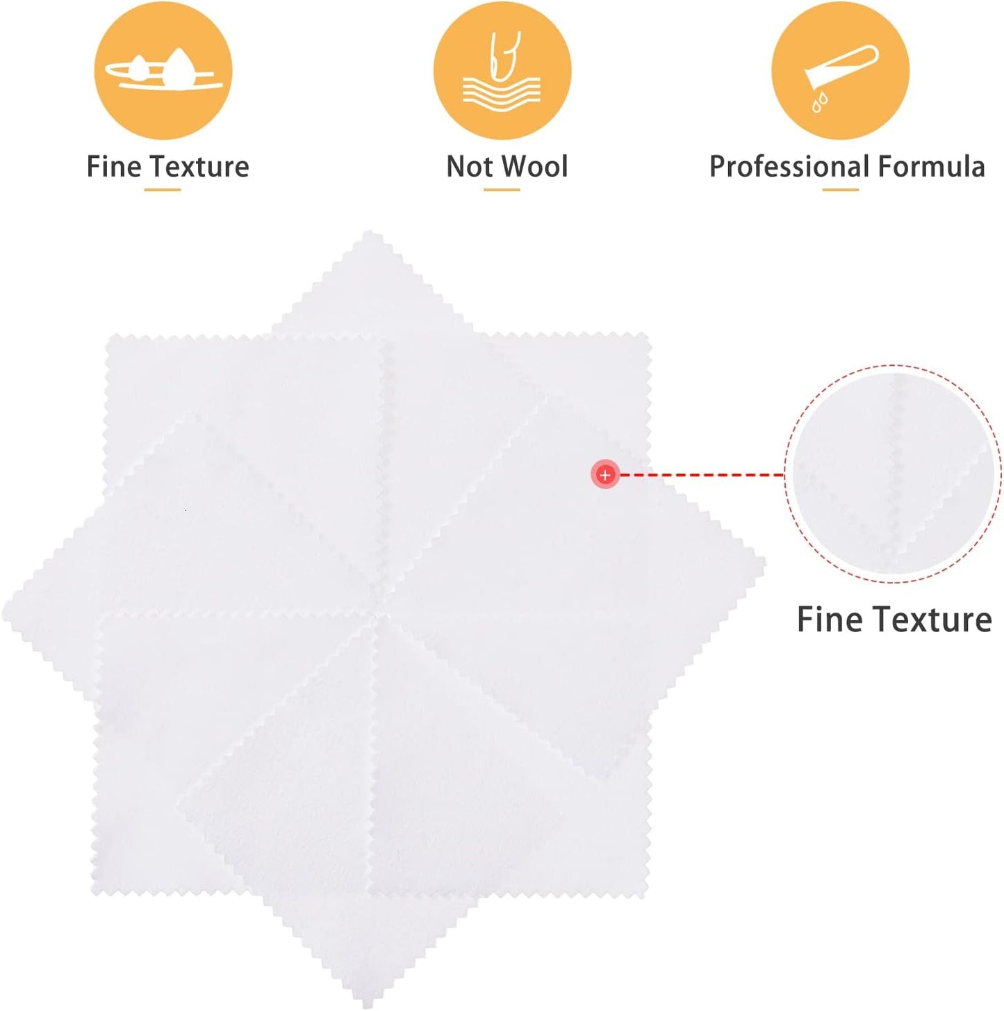 JSP Jewelers Polishing Cloth Wipes – 32-Pack, 3.1'' Square, Lint-Free for Gold, Silver, Brass & More