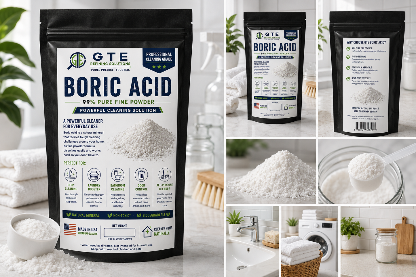 99% Boric Acid Powder - 2lb - Industrial Grade - Fine Powder Boric Acid