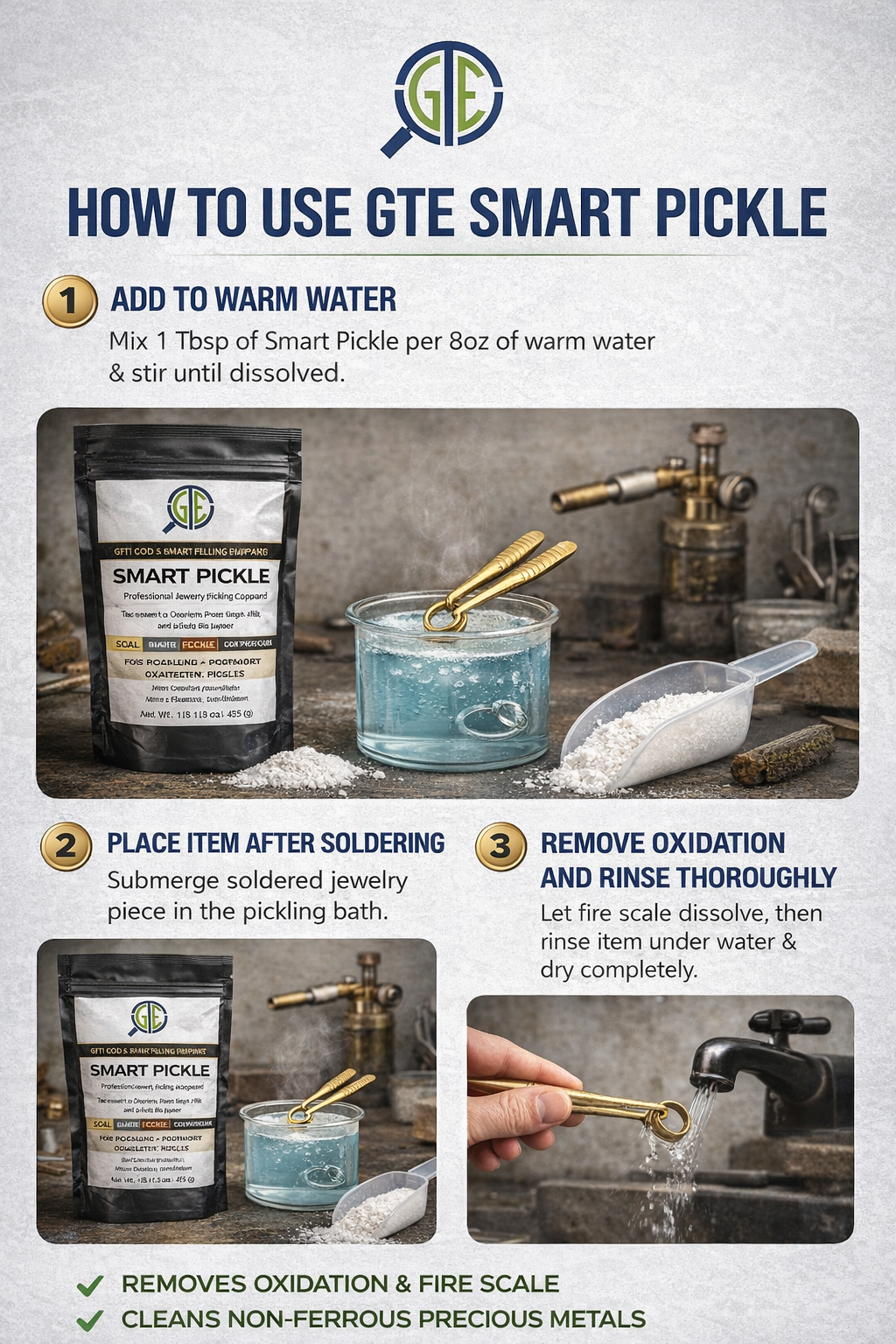 8 Oz Pickle Pickling Powder Deoxidizing Flux Cleaning Compound Jewelry Cleaner