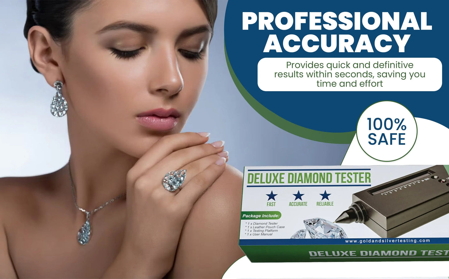 GTE Deluxe Diamond & Gemstone Analyzer Tester for Moissanites Stones Lab-created Simulants with Gauge GOLD TESTING EQUIPMENT