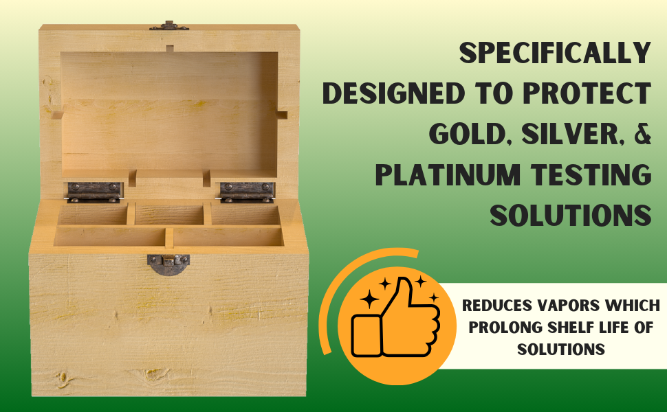 JSP 10k 14k Gold & Silver Sterling Testing Acid Solutions Kit for Jewelry W/ Bamboo Storage Box