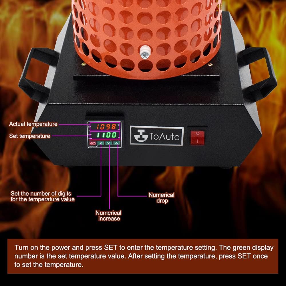 GTE TGF3000-V1.1 Gold Melting Furnace – 1+3 KG Electric Digital Smelting Kiln Kit, 1400W 2100°F for Gold Silver Copper Aluminum (110V)