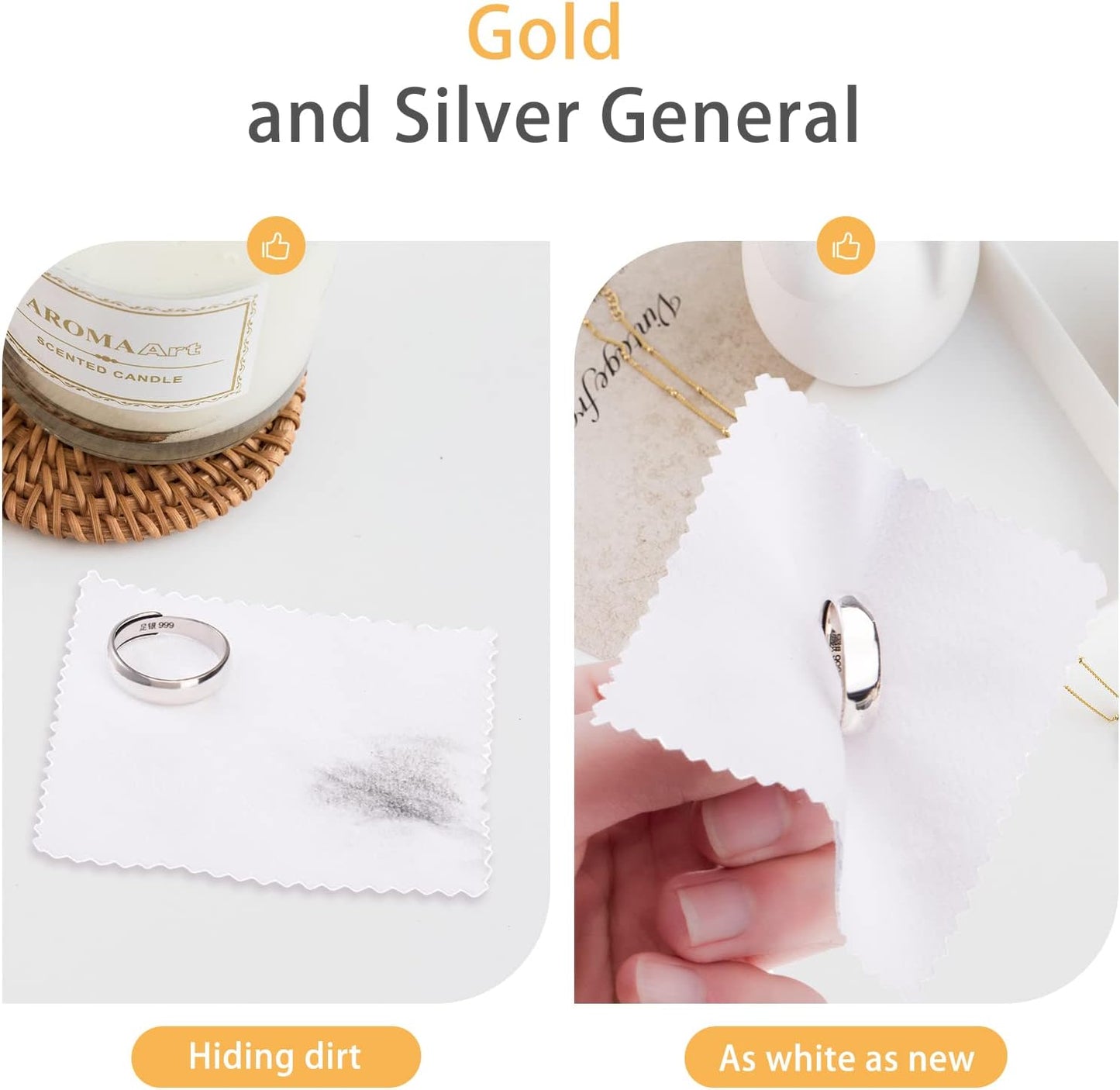 JSP Jewelers Polishing Cloth Wipes – 32-Pack, 3.1'' Square, Lint-Free for Gold, Silver, Brass & More