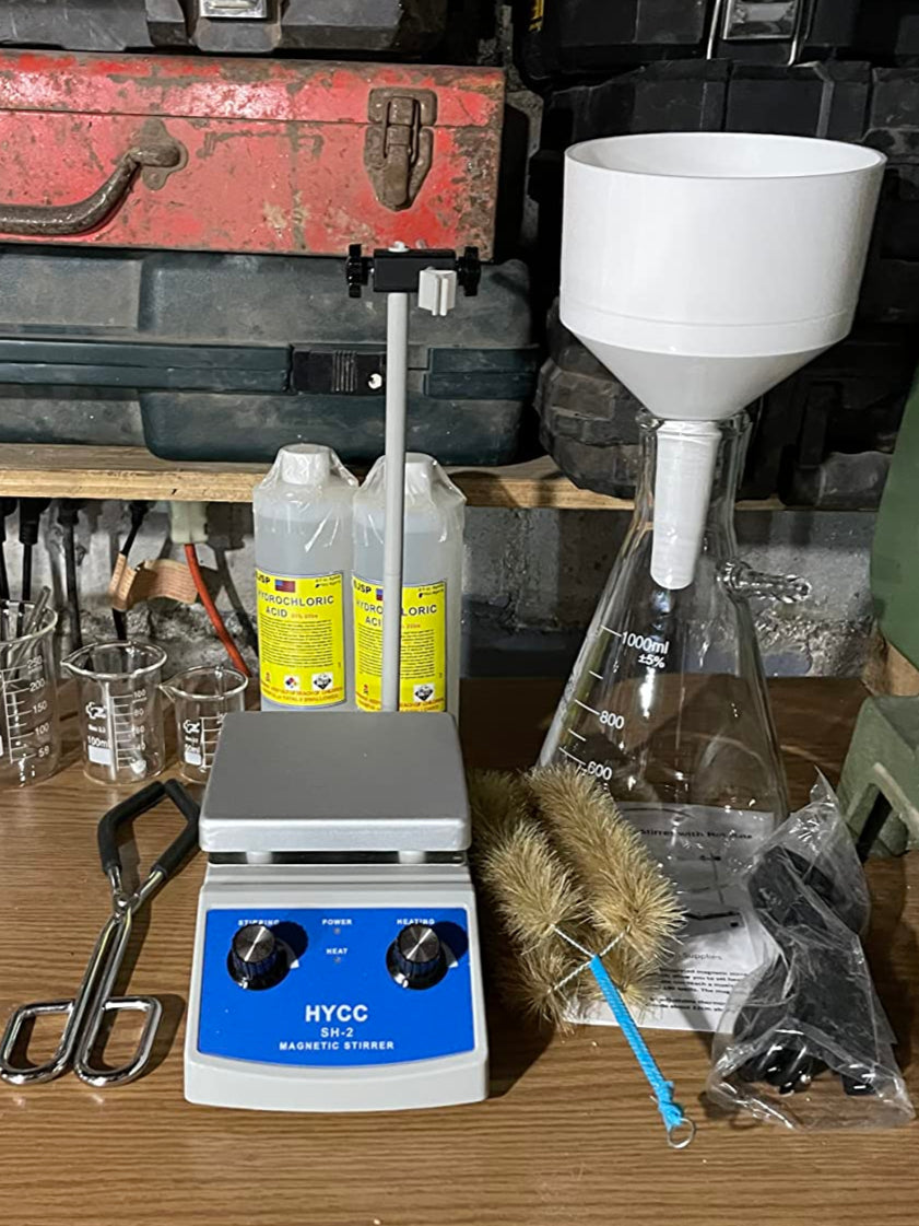 Gold Precipitation Kit – 1500mL Borosilicate Glass Beaker & Magnetic Stirrer Hot Plate