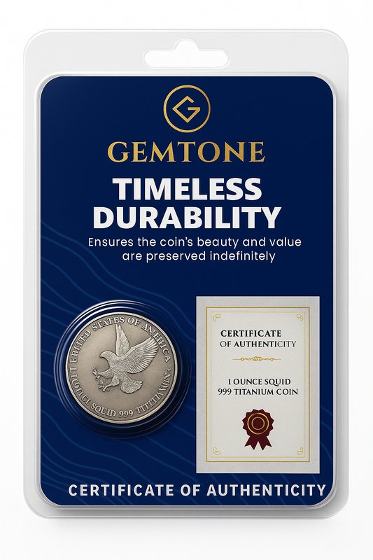 Gemtone 2025 1 Ounce OZ 999 Fine Solid USA American Liberty Eagle Coin Titanium Precious Metal Ingot Bullion Ti Element Chemistry Proof Mint Coin (Copy)