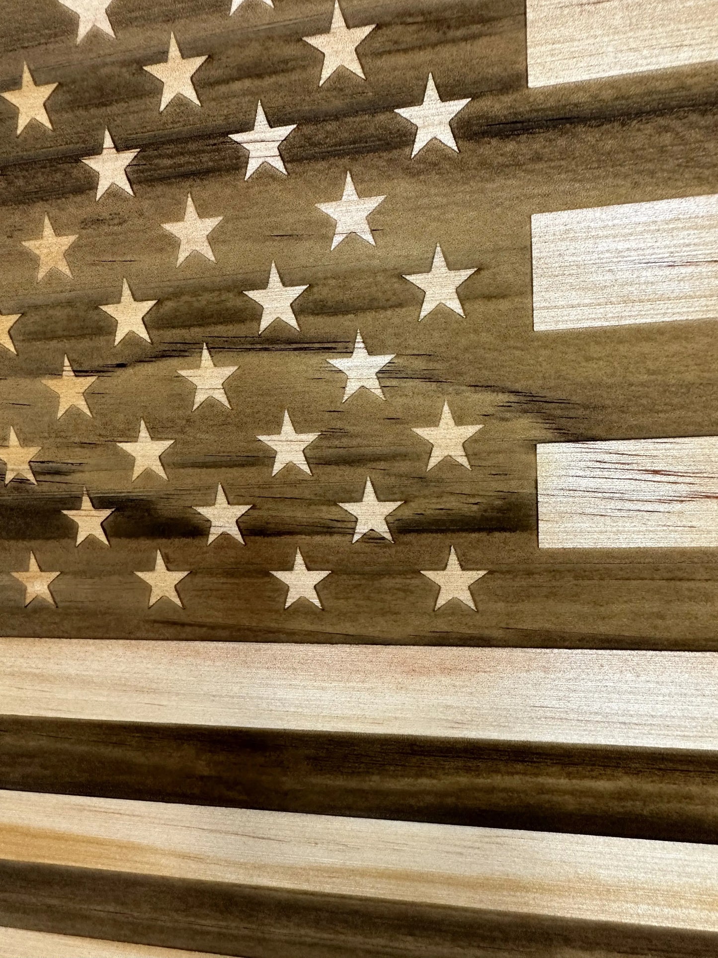 American Flag Hidden Gun Storage Decorative & Secure Wall-Mounted Concealed Gun Cabinet (Natural) Bellewood Designs