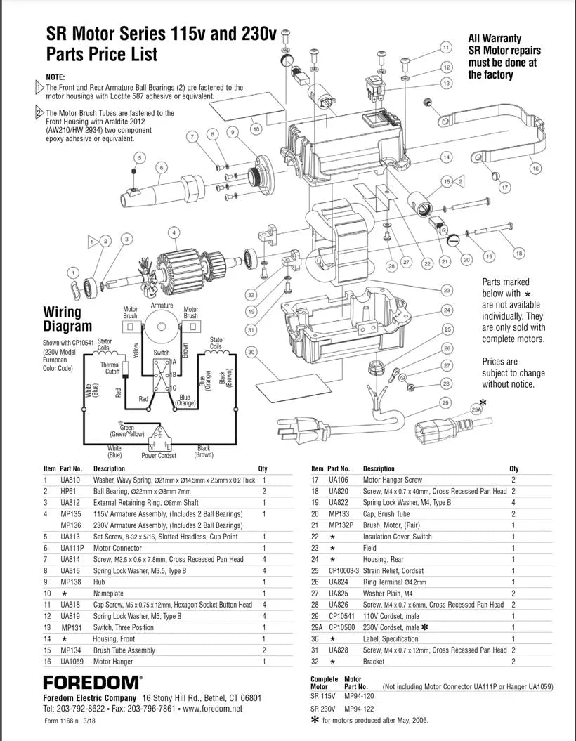 Motor Brushes for Foredom SR Series - MP132P Pepetools