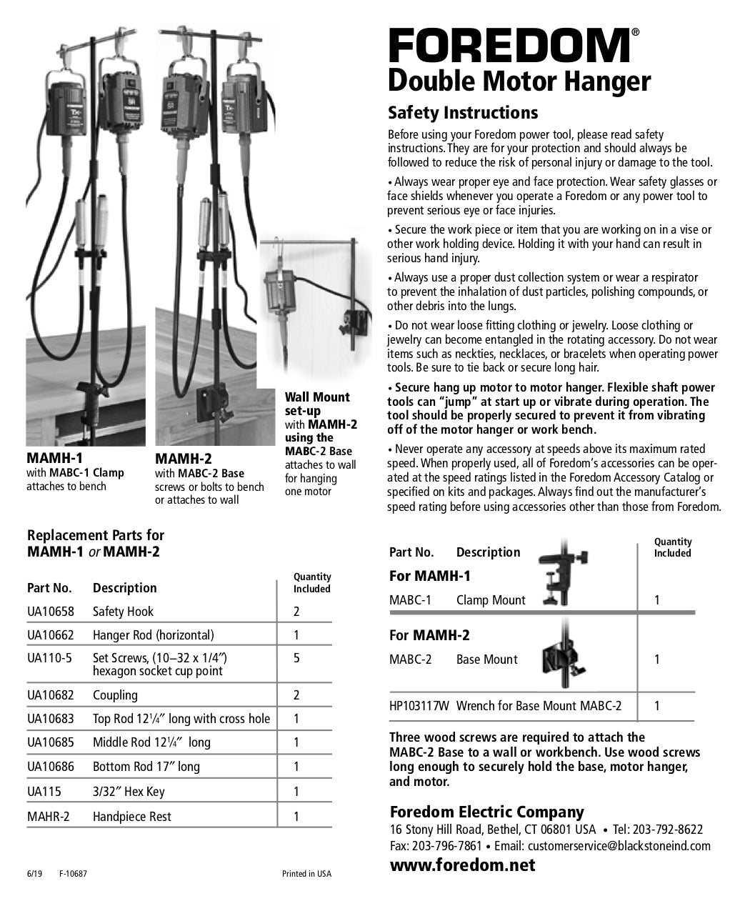 Double Motor Hanger with Mounting Clamp - Foredom Pepetools