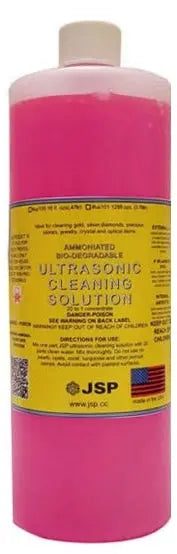 JSP Ultrasonic Cleaning Solution – 16 fl oz Ammoniated Jewelry Cleaner for Gold, Silver, and Precious Stones JSP®