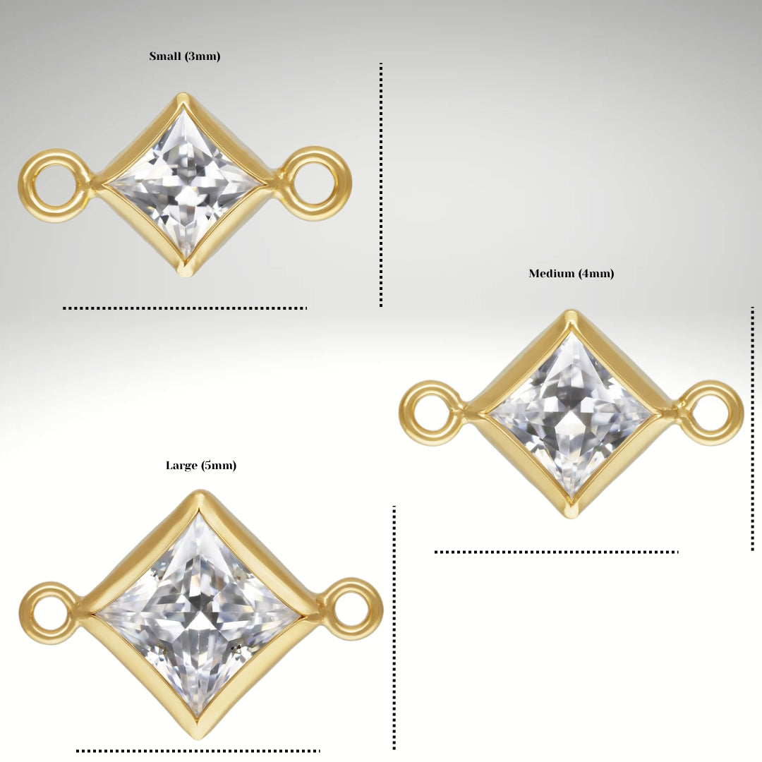 Gold-Filled Diamond Bezel CZ Connectors for Permanent Jewelry Pepetools