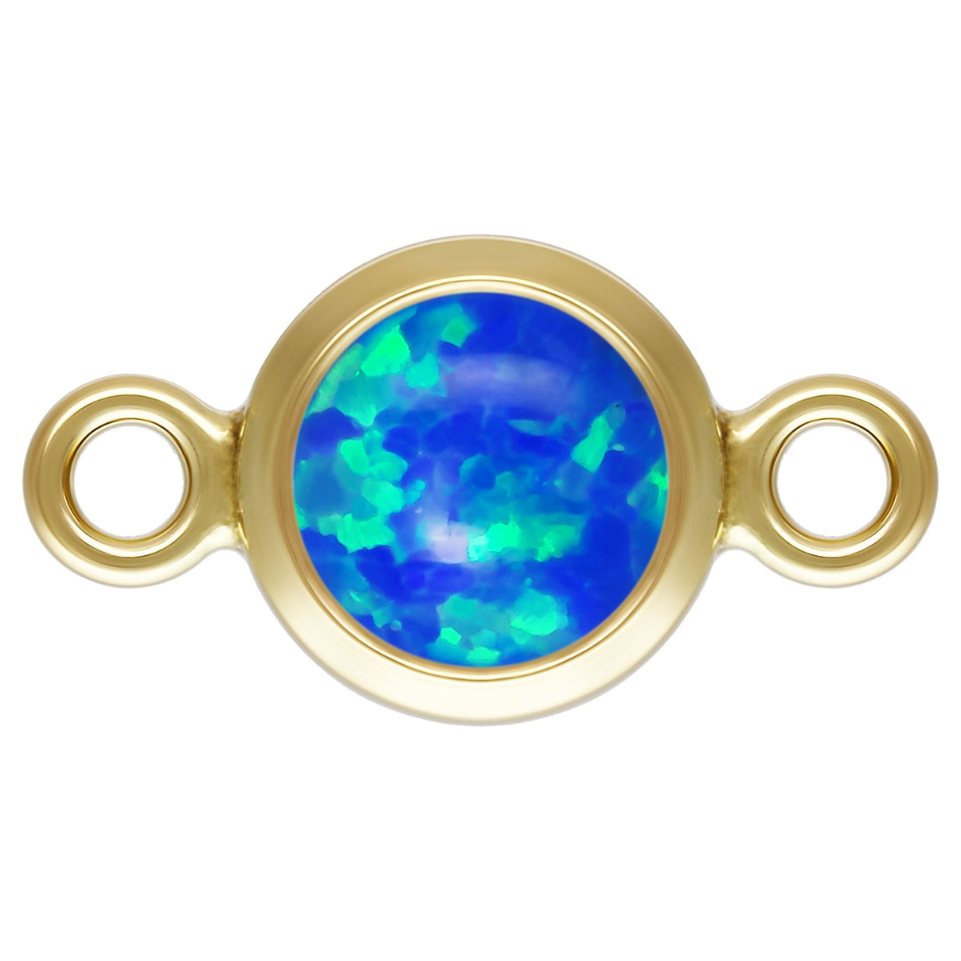 Sky Blue Flakes Opal Connecter in Gold Filled for Permanent Jewelry, 4mm, 14k Gold Fill Pepetools