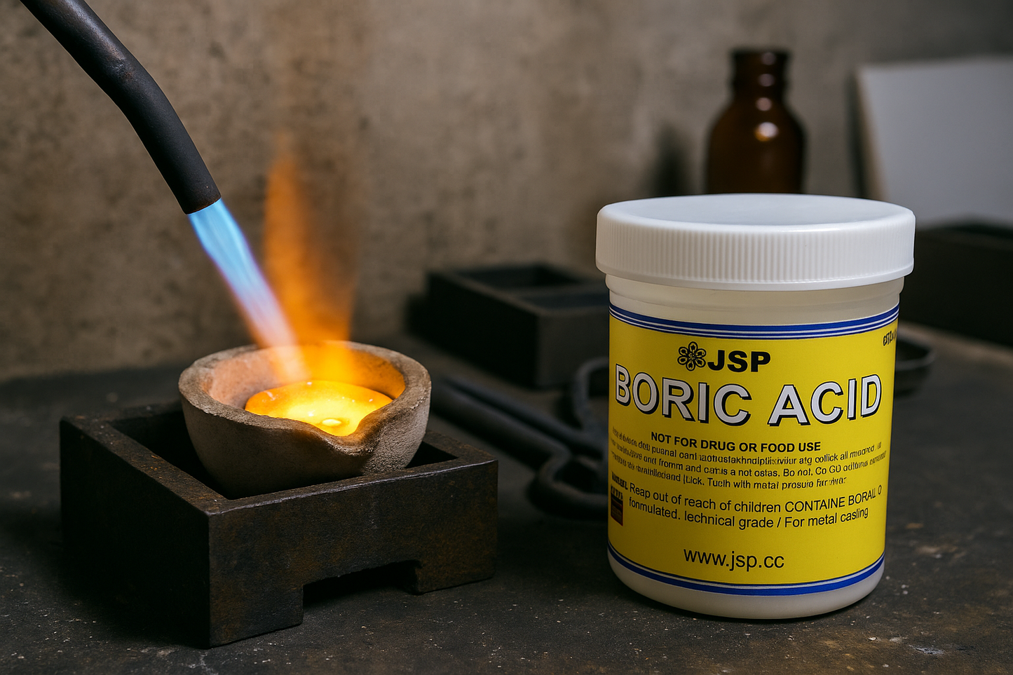 JSP Boric Acid Powder 8oz or 2lb Jar – 99.9% Pure Anhydrous H3BO3 for Gold Refining, Jewelry Casting, and Industrial Use