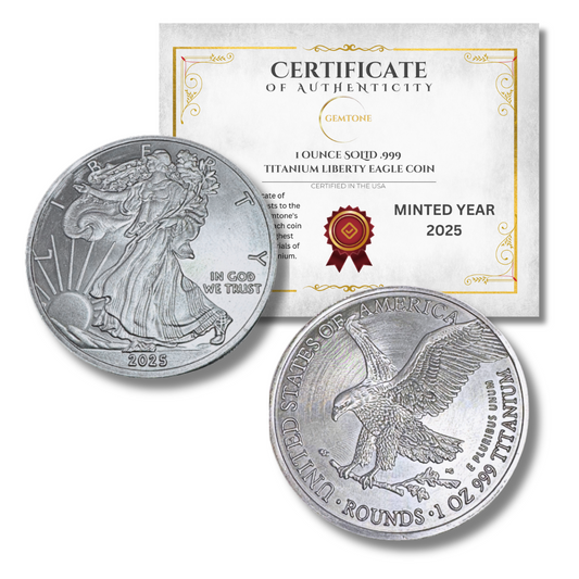 2025 1 Ounce OZ 999 Fine Solid USA American Liberty Eagle Coin Titanium Precious Metal Ingot Bullion Ti Element Chemistry Proof Mint Coin