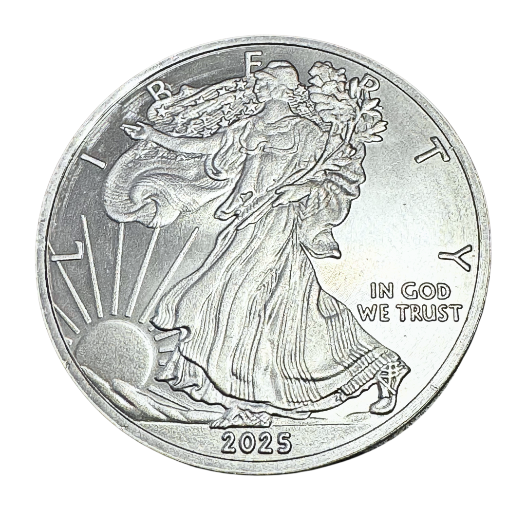 Gemtone 2025 1 Ounce OZ 999 Fine Solid USA American Liberty Eagle Coin Titanium Precious Metal Ingot Bullion Ti Element Chemistry Proof Mint Coin (Copy)
