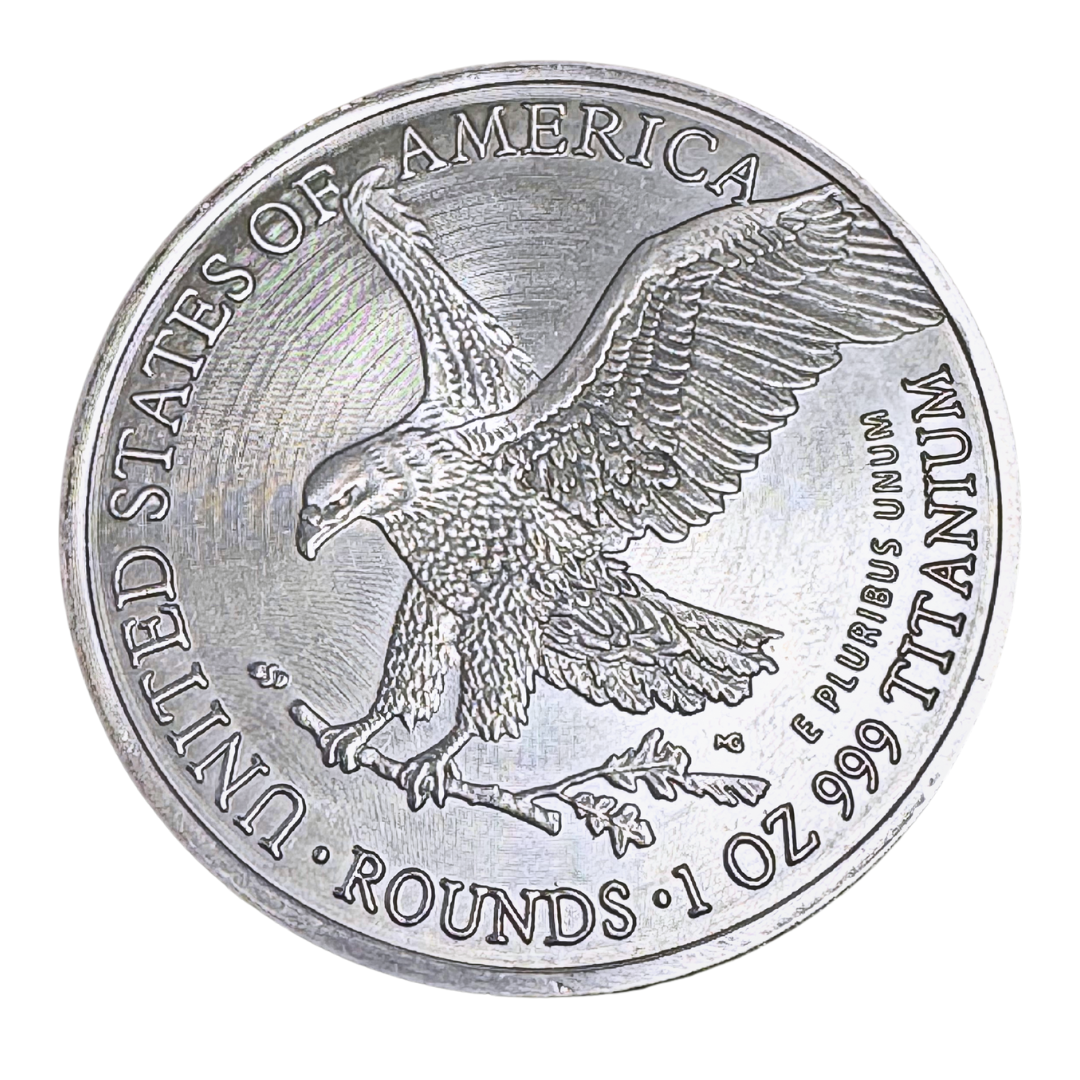 Gemtone 2025 1 Ounce OZ 999 Fine Solid USA American Liberty Eagle Coin Titanium Precious Metal Ingot Bullion Ti Element Chemistry Proof Mint Coin (Copy)