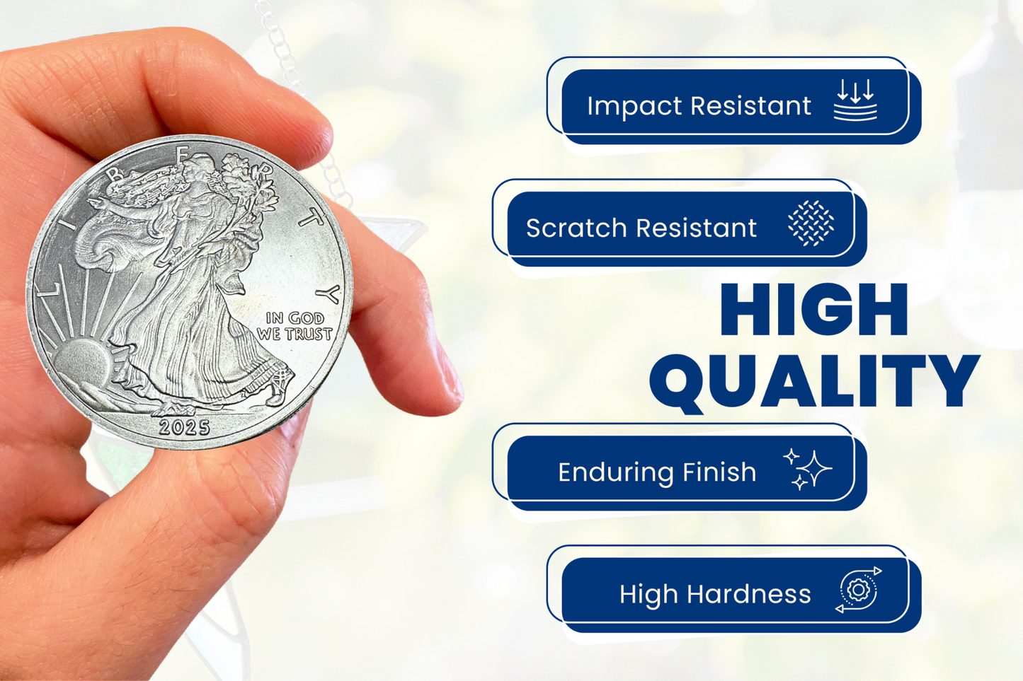 Gemtone 2025 1 Ounce OZ 999 Fine Solid USA American Liberty Eagle Coin Titanium Precious Metal Ingot Bullion Ti Element Chemistry Proof Mint Coin (Copy)