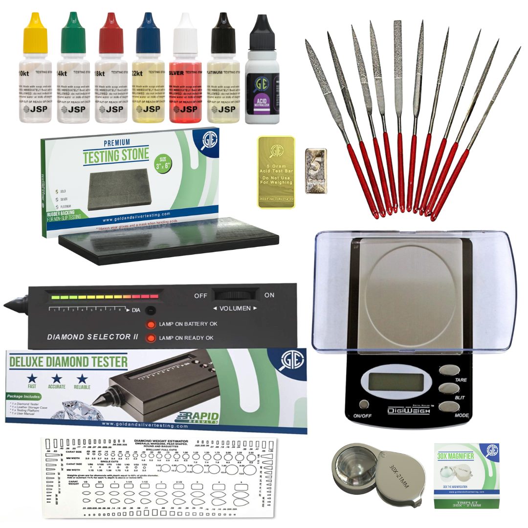 GTE Complete Gold, Silver, & Platinum Jewelry Testing & Appraisal Kit – Professional Grade