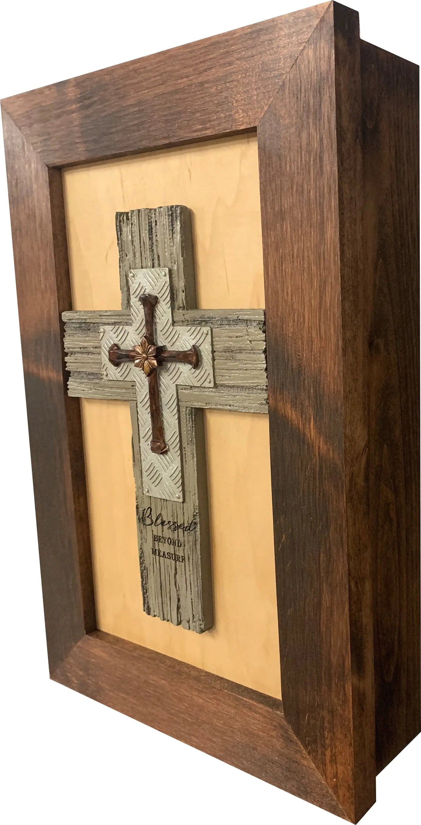 Blessed Beyond Measure Cross Decorative Wall-Mounted Secure Gun Cabinet Bellewood Designs