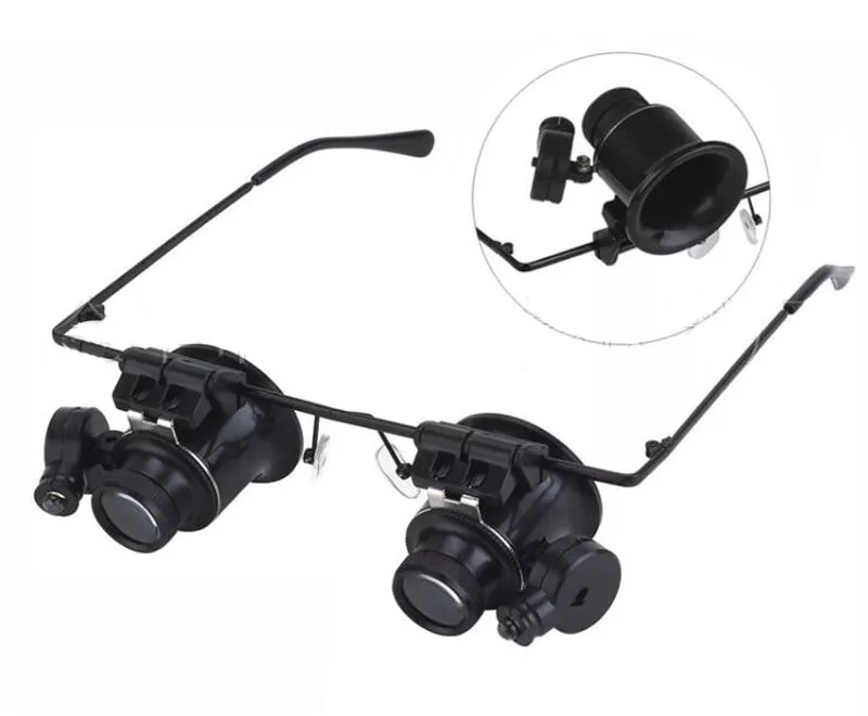 20X LED Lighted Eyeglass Loupe – Dual Magnifying Glasses, Hands-Free Magnifier with Adjustable Lens