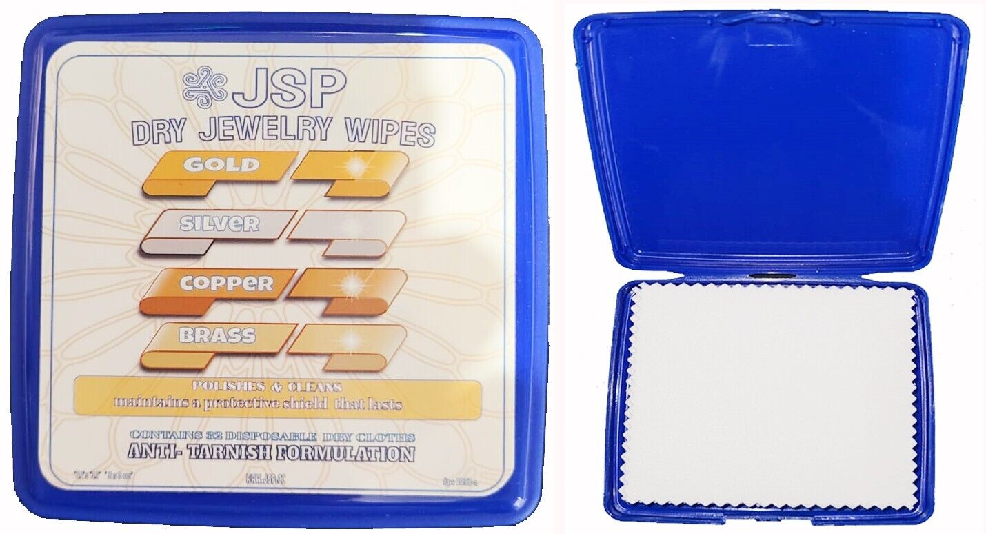 JSP Jewelers Polishing Cloth Wipes – 32-Pack, 3.1'' Square, Lint-Free for Gold, Silver, Brass & More