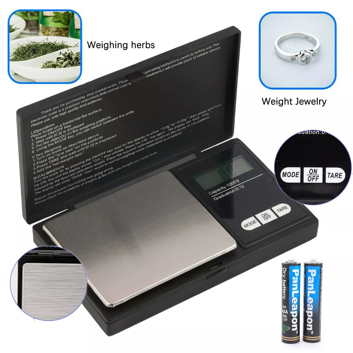 DigiWeigh DW-1000BS Precision Digital Scale – 1000g x 0.1g | Troy, Gram, Ounce, Grain | For Jewelry, Coins, Reloading, Scrap Metals DIGIWEIGH