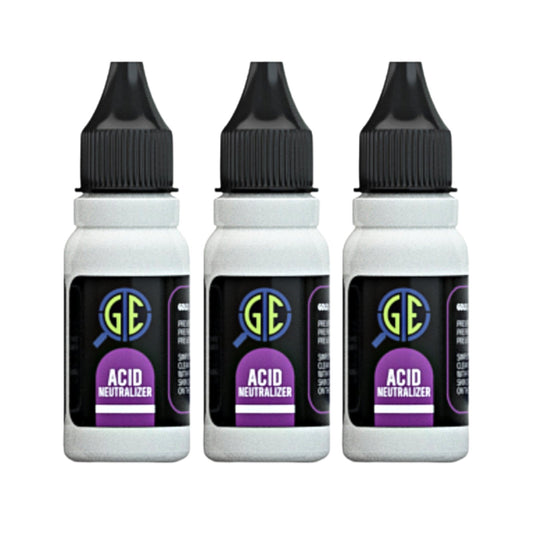 3 Gold Silver Test Acid Neutralizer 1/2 oz Bottles Testing Solution Stone Cleaner