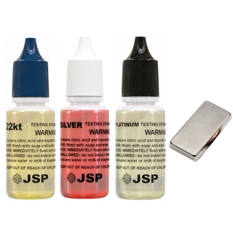 JSP Gold, Silver, & Platinum Jewelry Testing Kit with N35 Neodymium Earth  Magnet For Detecting Precious Metals 22K 24K