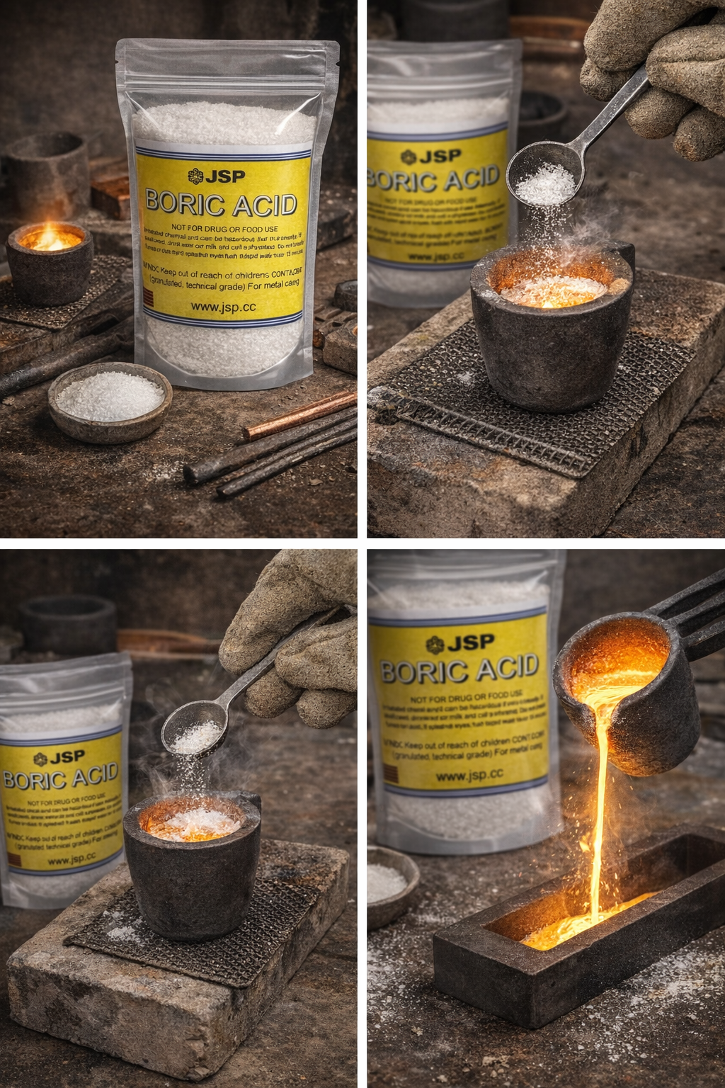 JSP Boric Acid Powder 8oz or 1lb Bag – 99.9% Pure Anhydrous H3BO3 for Gold Refining, Jewelry Casting, and Industrial Use - GOLD TESTING EQUIPMENT