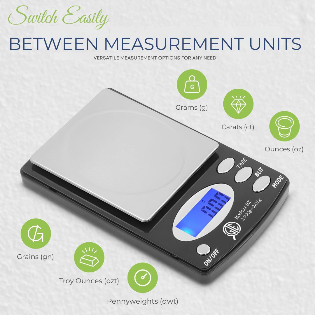 GTE 1000BX Professional Digital Jewelry Scale – 6 Modes: g, oz, gn, ct, ozt, dwt - 1000g × 01g Accuracy (Copy)