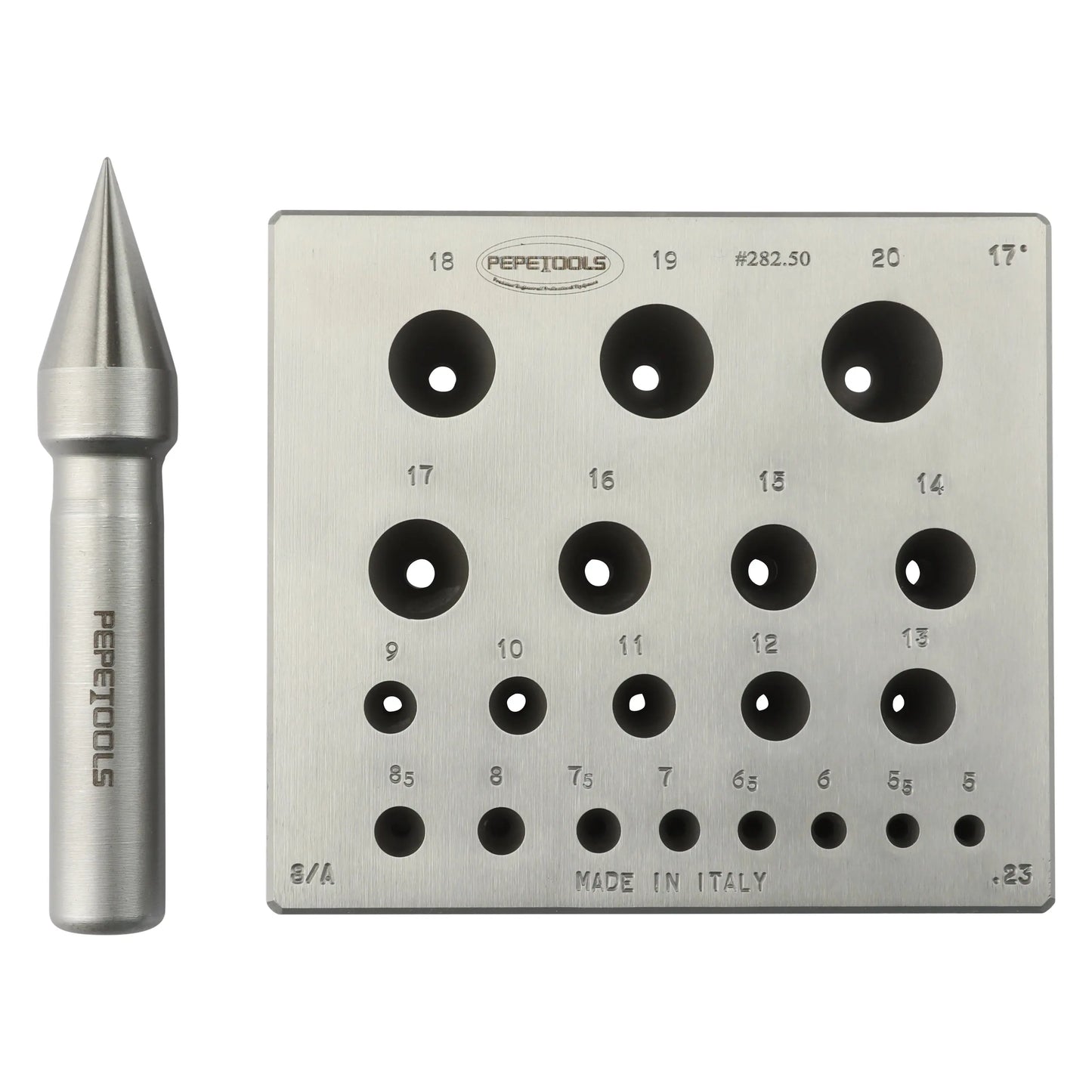Round Bezel Forming Block, 20 holes, 17° Taper, 5mm - 20mm Diameter Pepetools