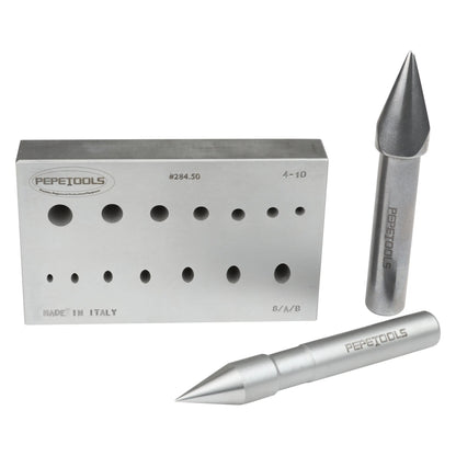 Round & Oval Combo Bezel Forming Block, 7 Round & 7 Oval Shapes Pepetools