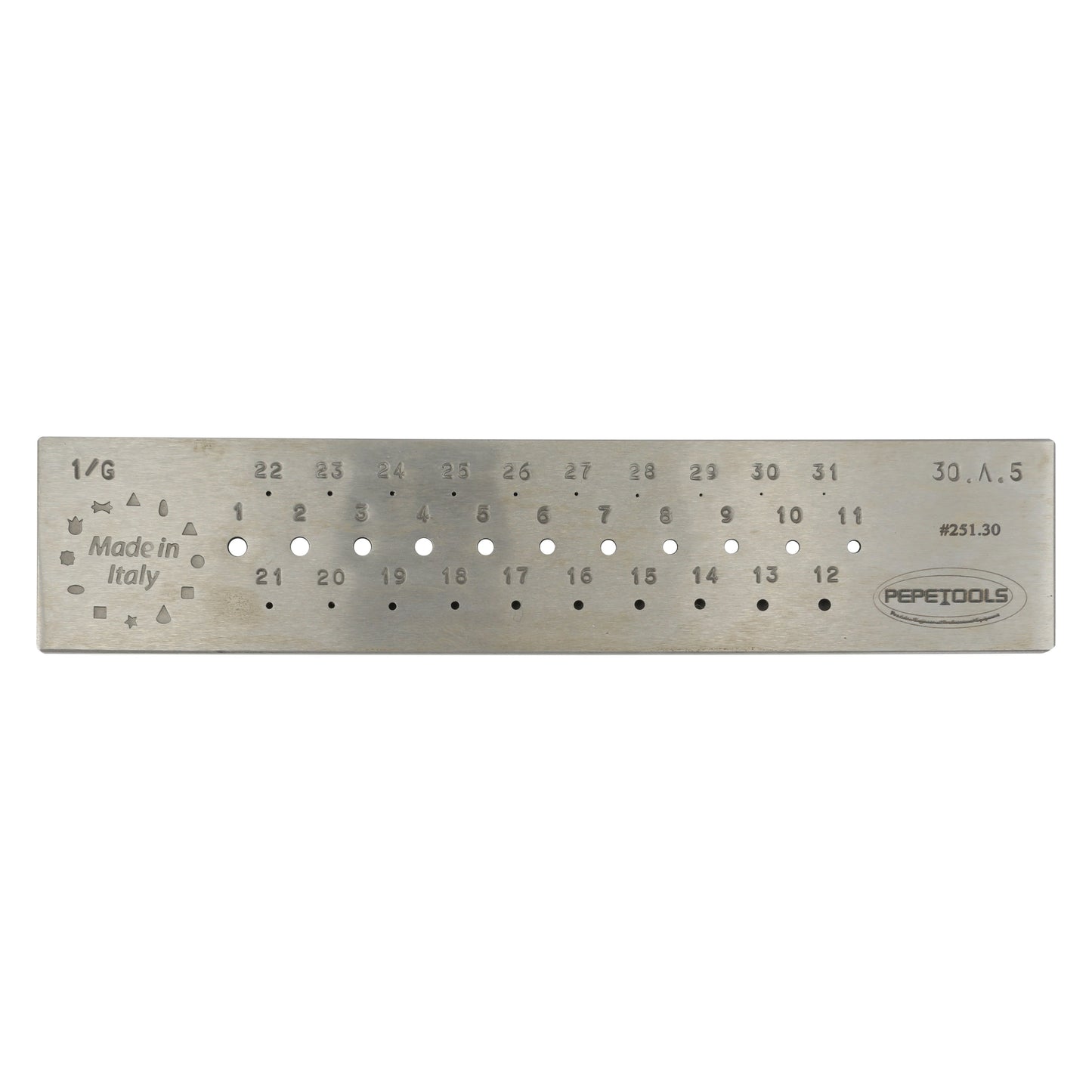 Round Wire Draw Plate, 3mm - .5mm, 31 Holes, Hardened Steel