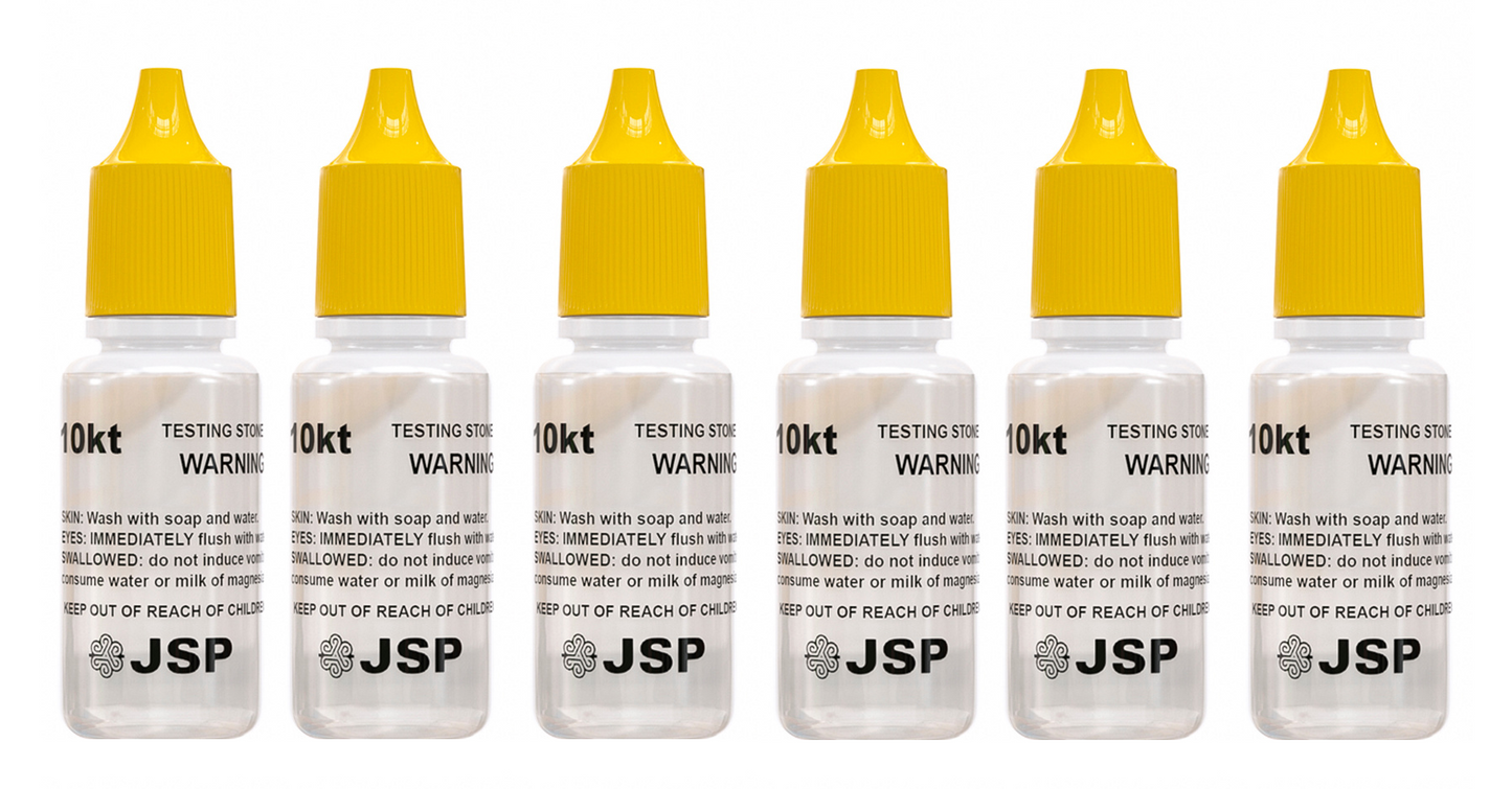6 Bottles of JSP 10K Gold Metal Test Acid Karat Testing Liquid Solution Jewelry Tester