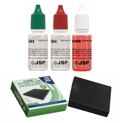 14K 18K Gold & Silver JSP Acid Jewelry Testing Kit with GTE Test stone - GOLD TESTING EQUIPMENT