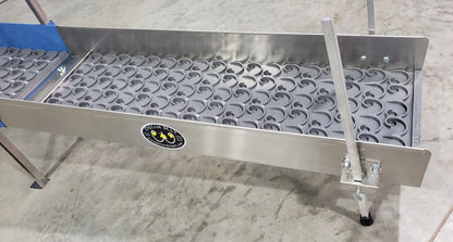 Angled view of 12 by 38 Speed Banker Extension with Dream Mat showcasing a patterned recovery mat on a concrete floor