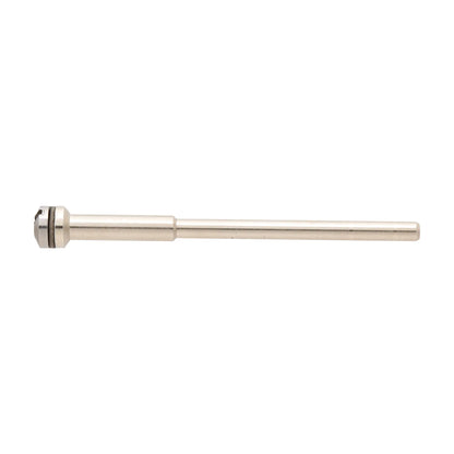 Side view of wheel mandrel for radial discs showcasing its disk-mounting head with a white background
