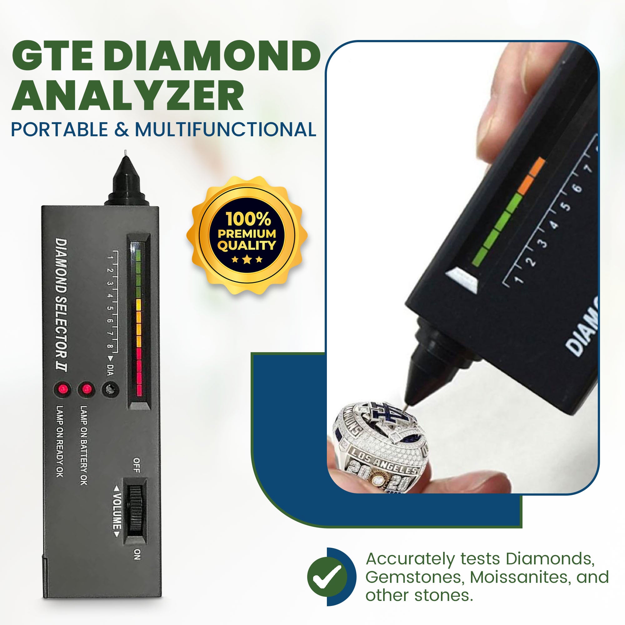 GTE Deluxe Diamond & Gemstone Analyzer Tester for Moissanites Stones L ...