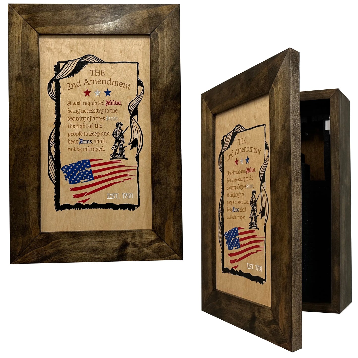 2nd Amendment Gun Safe - Wall Mounted Decorative Secure Gun Cabinet Bellewood Designs