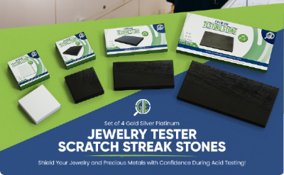 thumbnail interactive-video image 1 of GTE 4-Piece Jewelry Testing Kit – Scratch Streak Stones & Acid – 14K 18K Gold, Silver, Platinum 1 of 4