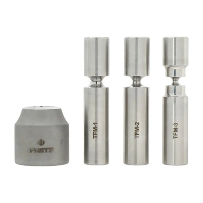 Front view of Tube Flaring Tool Kit for Bead Spacers showcasing four metal tools labeled TFM-1, TFM-2, and TFM-3
