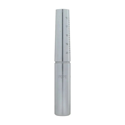 Front view of Pepetools Giant Ring Mandrel in US sizes 16 to 20 showcasing laser engraved size markings on a white background