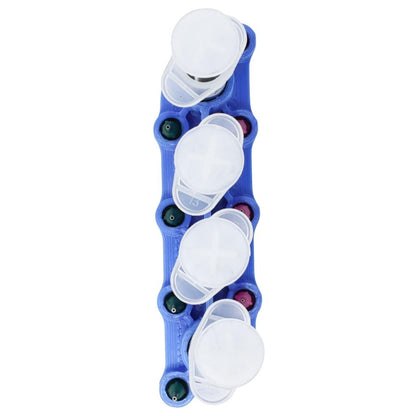 Top view of the Organizing Stand for Paste Solder showcasing four tube slots and applicator tip holders on a white background