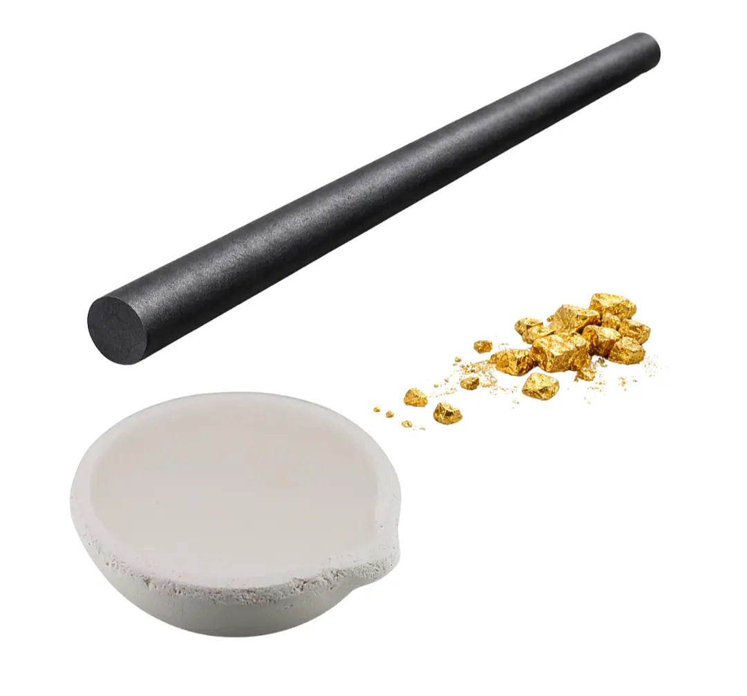 Gold Melting Kit Small Ceramic Crucible + 1/2" Graphite Stirring Rod Refining GTE