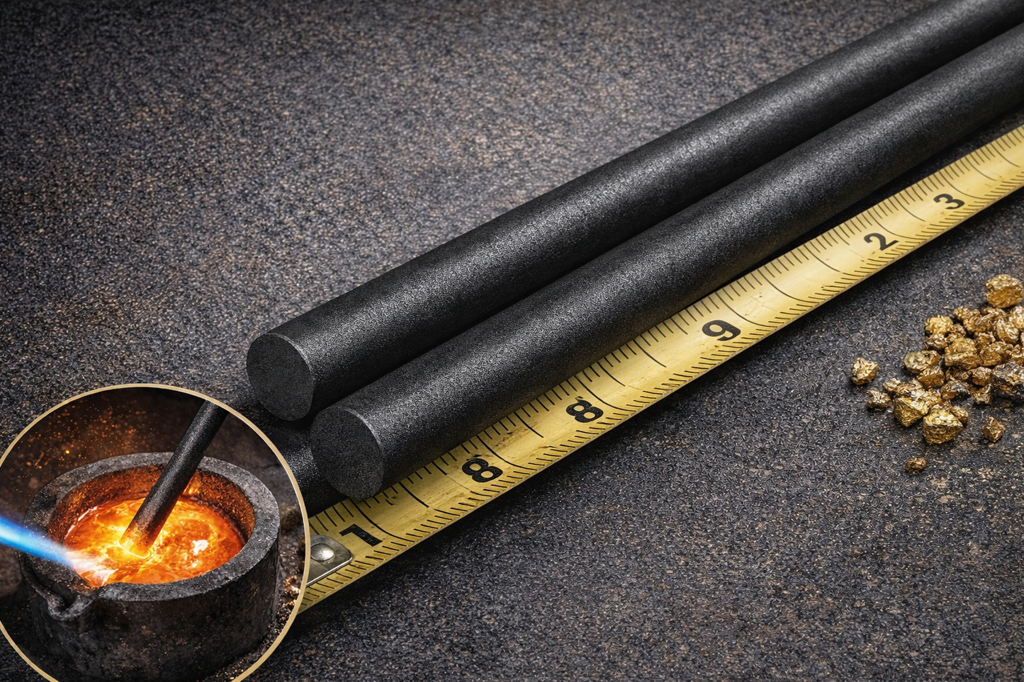 Gold Melting Kit Small Ceramic Crucible + 3/8" Graphite Stirring Rod Refining - GOLD TESTING EQUIPMENT