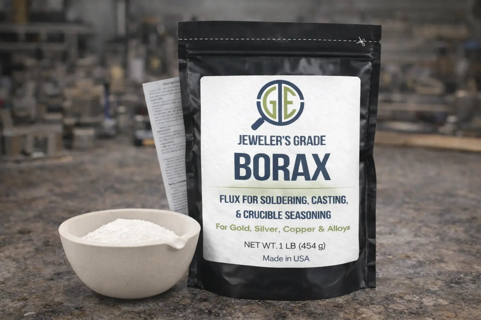 Jeweler’s Grade Borax Flux 16oz + Ceramic Crucible Gold Silver Glaze Casting Kit GTE