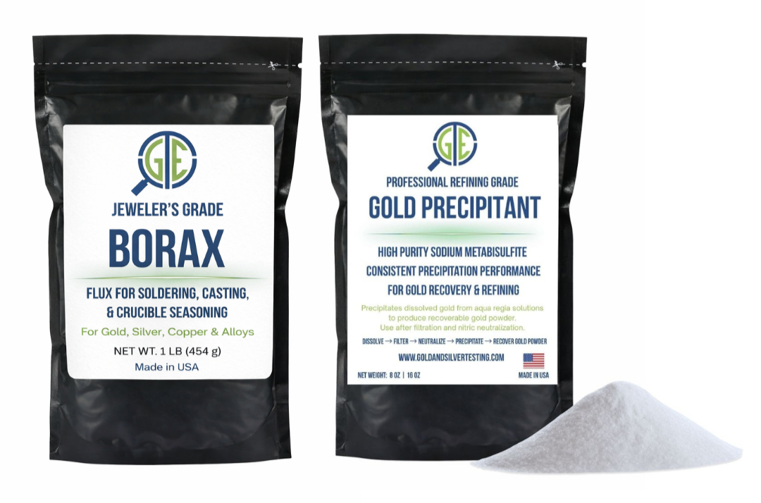 Gold Refining Kit SMB Gold Precipitant Borax Flux Recovery & Smelt Melting GTE