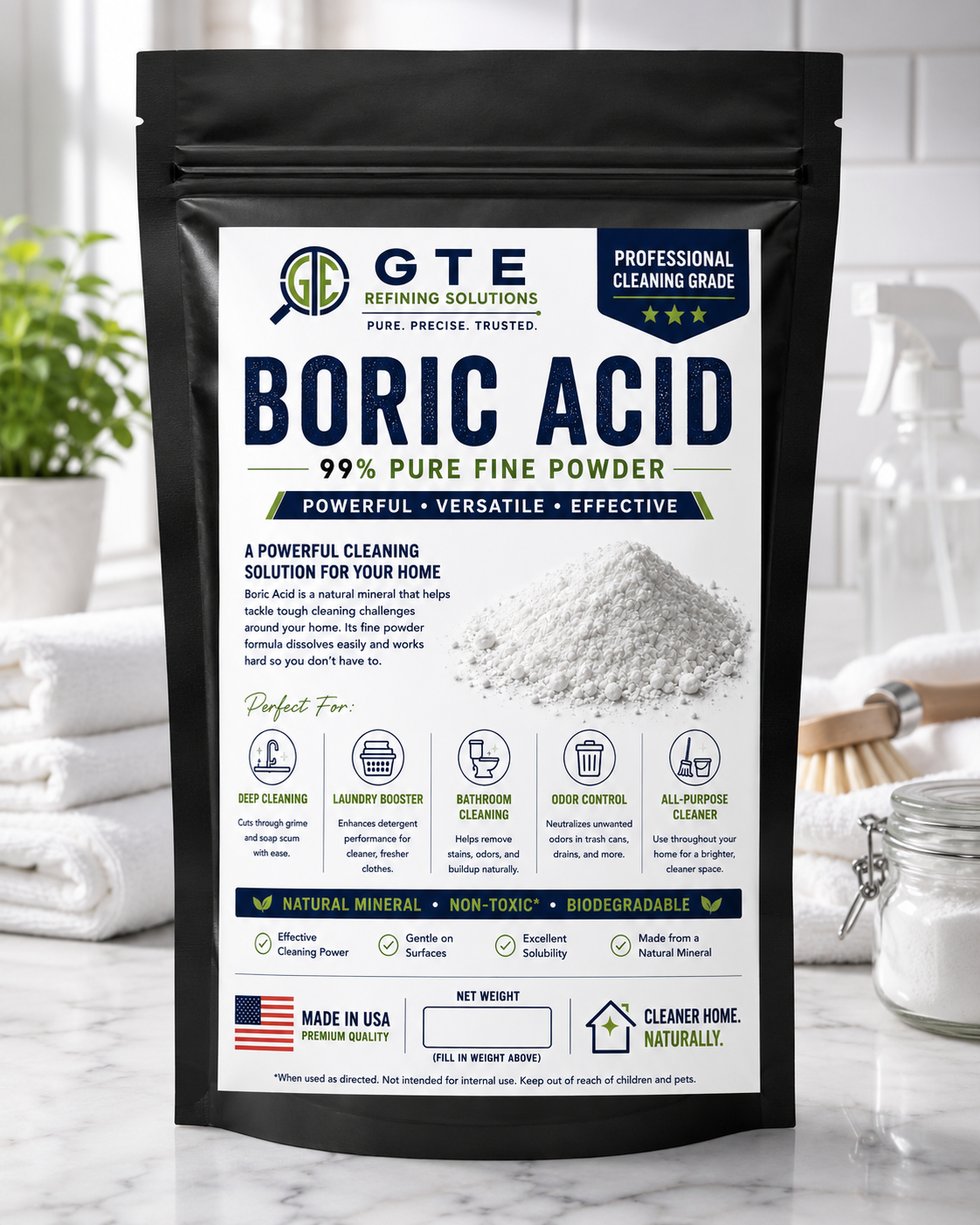 99% Boric Acid Powder - 2lb - Industrial Grade - Fine Powder Boric Acid