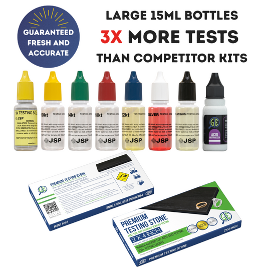 Gold Silver Platinum Testing Kit - Test 9K 10K 12K 14k 18K 22K 999 925 Sterling - GOLD TESTING EQUIPMENT