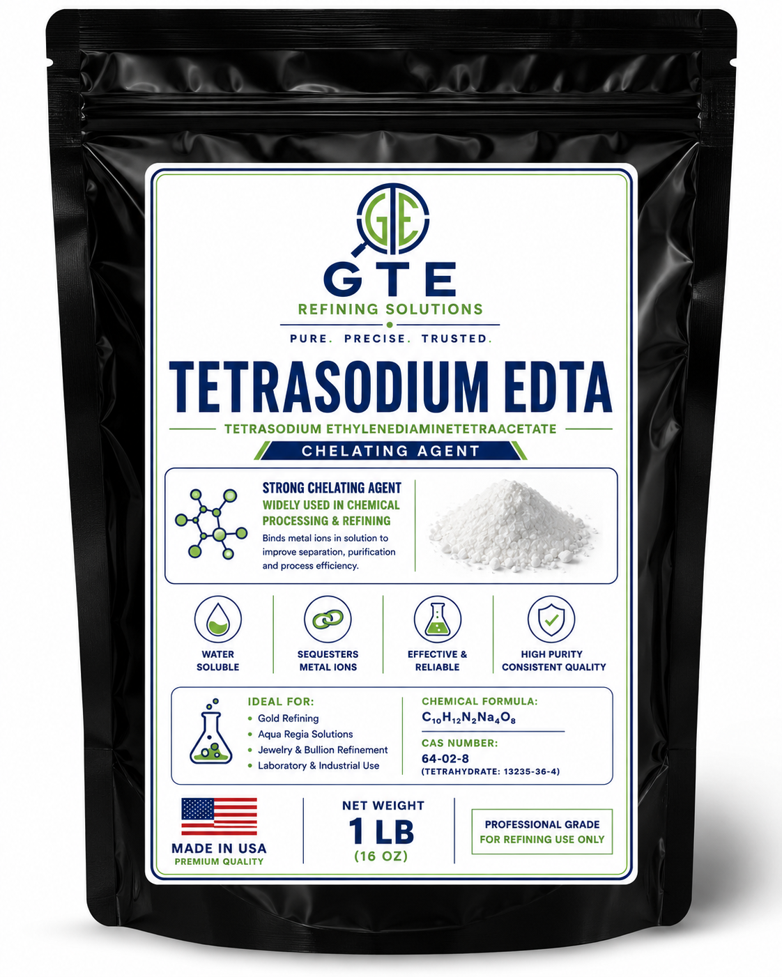 1 LB TETRASODIUM (EDTA) Technical Grade Chelating Agent Textile Water Paper 99%