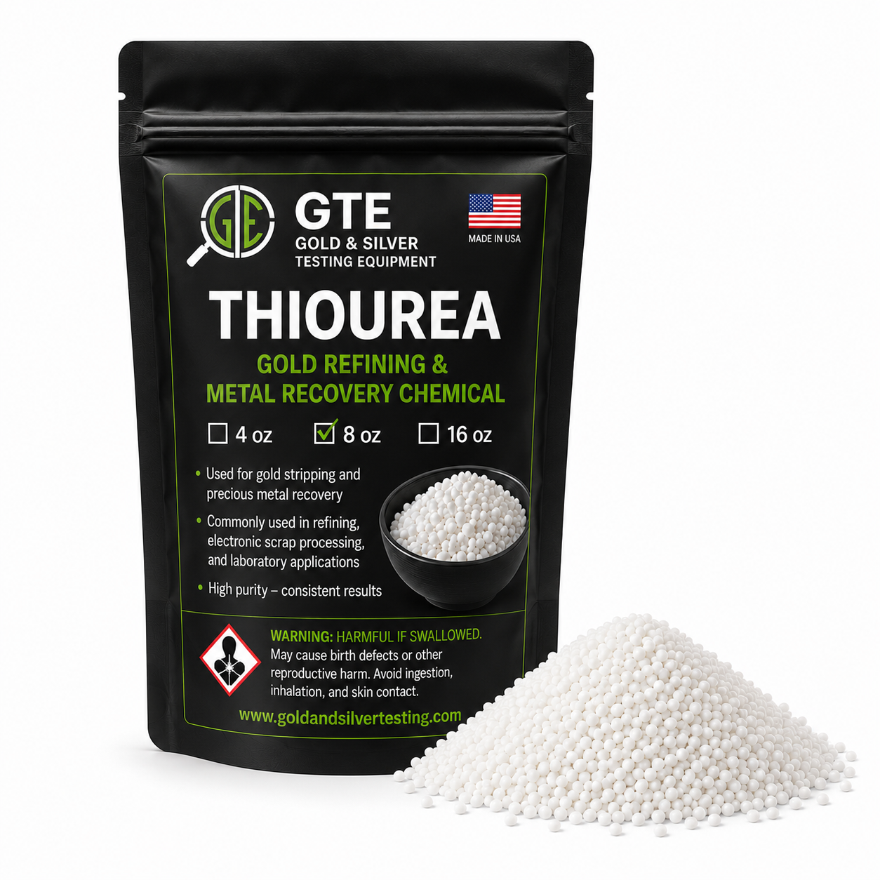 Thiourea 8 oz Gold Stripping Powder Precious Metal Recovery Refining Chemical